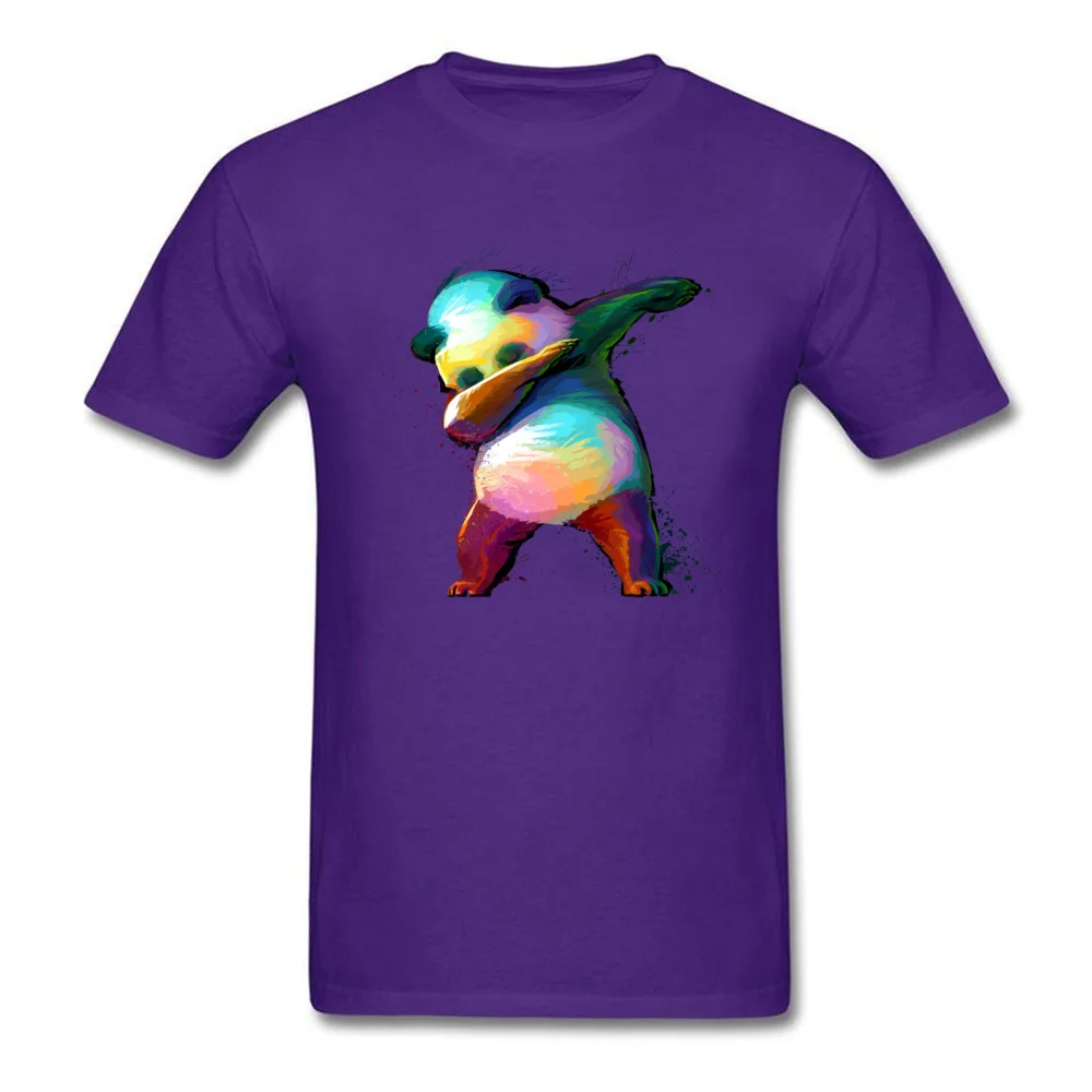 Round Collar Dabbing Panda 100% Cotton Fabric Men's Tshirts Geek Short Sleeve Tees New Arrival Birthday Tees Wholesale Dabbing Panda purple