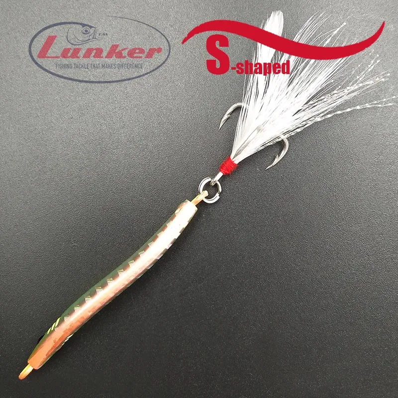 

Lunker metal shore micro jig S shaped 12g 20g micro jigging origin long cast fishing lure mackerel lead mullet