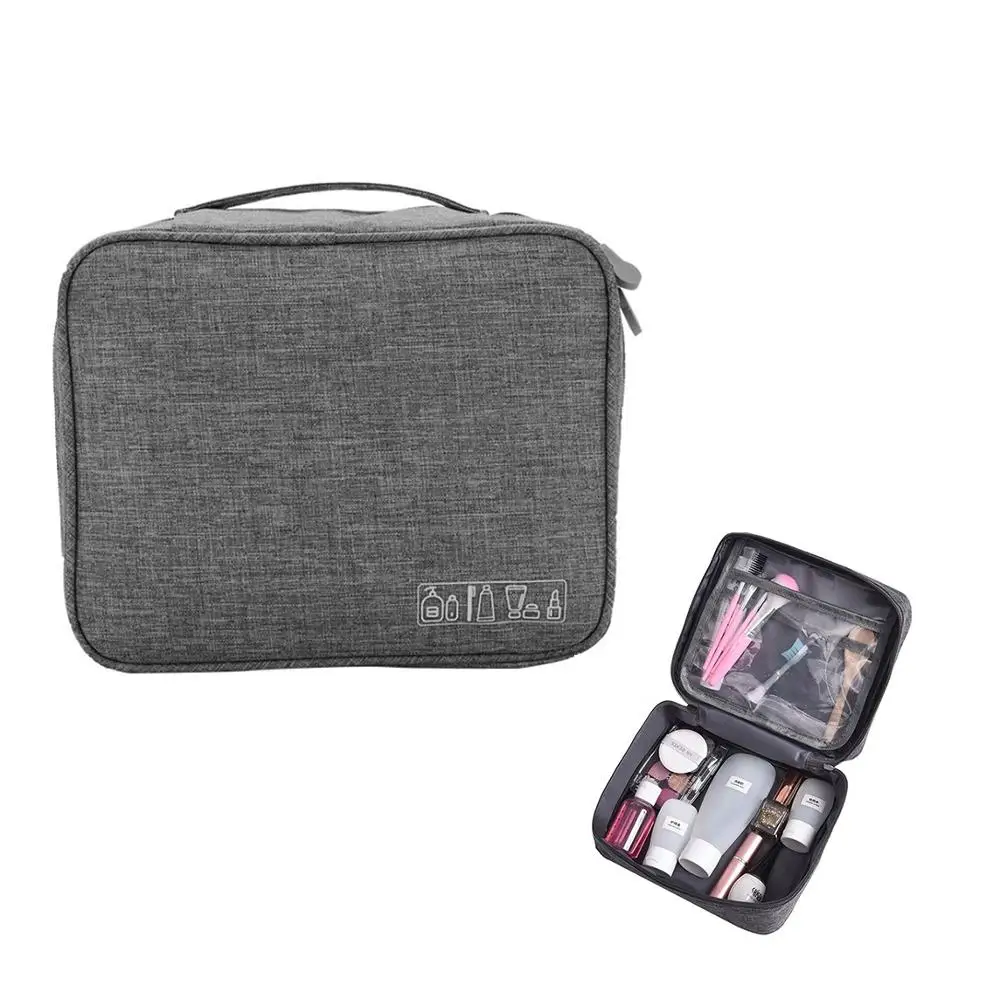 

JIARUO Waterproof Square Women Men make up Washing Toiletries Cosmetic bag Makeup Travel Kit Organizer bag Transparent interval