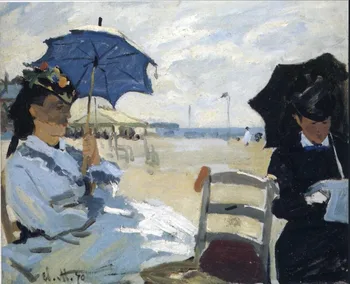 High quality Oil painting Canvas Reproductions The Beach at Trouville (1870) By Claude Monet hand painted High quality Oil painting Canvas Reproductions The Beach at Trouville (1870) By Claude Monet hand painted