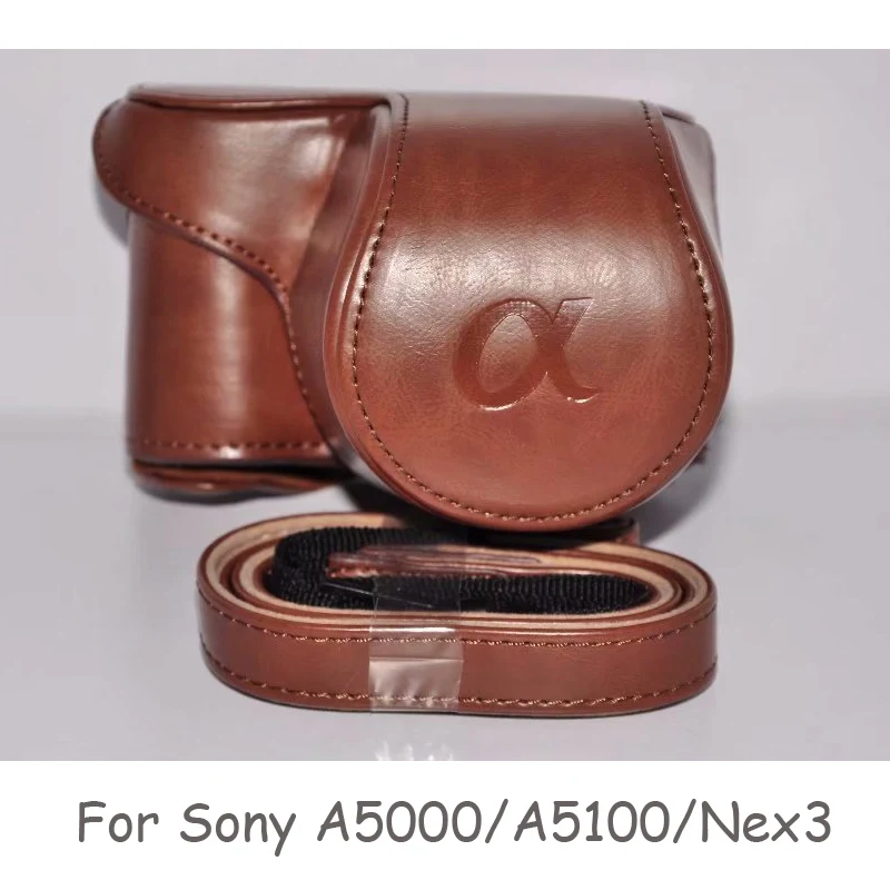 Leather Case Cover for Sony A5000/A5100/Nex3/A6000/A6300/A6400/Nex6 Camera