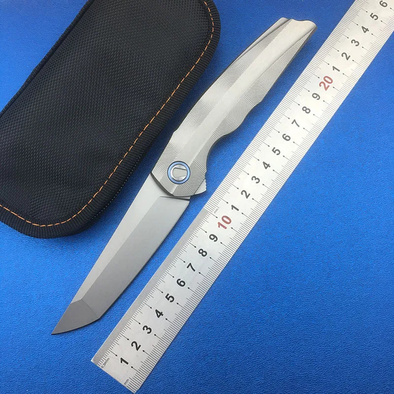 

LOVOCOO RUS RFT Flipper Folding knife MRBS D2 blade Titanium handle Tactical hunting outdoor camping survival Knives EDC tools