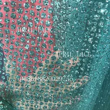 5 ярдов HLL099 ручная вышивка с блестками африканская индийская сетчатая ткань для свадьбы/вечернего платья Быстрая dhl