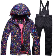 Skiing jackets New Arrival Outdoor camouflage Snow Ski Snowboard Jacket+pants women Winter Sport Ski Suit Warm Ski Clothing