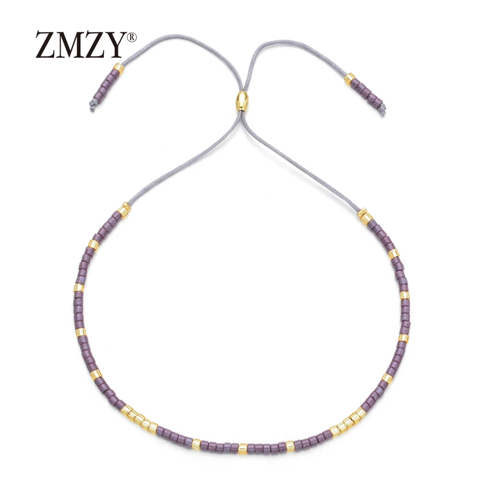 ZMZY Boho Multicolor Miyuki Bracelets for Women Cute Mini Delica Beads Bracelet Jewelry Adjustable Rope Chain Bracelet Femme - Окраска металла: QQSL011-1