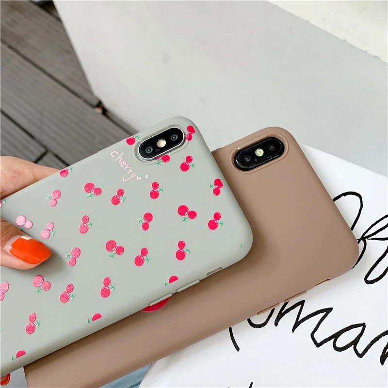 KIPX1099_5_JONSNOW Phone Case For iPhone 7 8 Plus 6S 6 Plus XS XR XS Max Cherry Pattern Soft Silicone Case Back Cover Capa Coque Fundas
