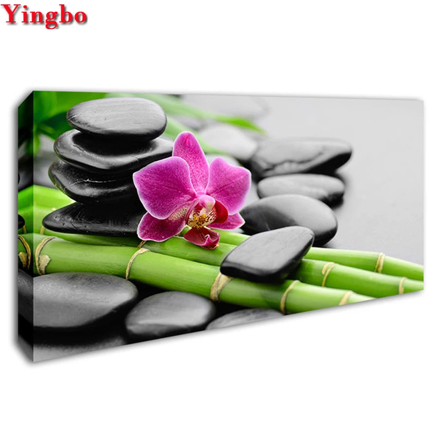 

3D Full Round Diamond Embroidery Green Bamboo/Stone/Orchid DIY Diamond Painting Large Size DIY Diamond Mosaic Rhinestones Icons