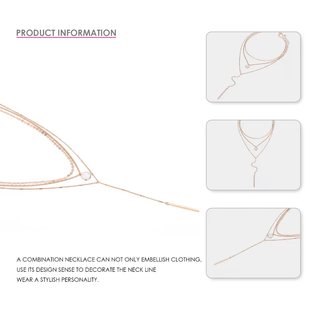 e-Manco Three Layers Choker Necklaces For Women Crystal Charm Long Statement Necklace Femme Gift Women Accessory Fashion Jewelry