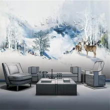 Artistic landscape mountain elk flying bird background wall professional production mural wholesale wallpaper custom photo wall Artistic landscape mountain elk flying bird background wall professional production mural wholesale wallpaper custom photo wall