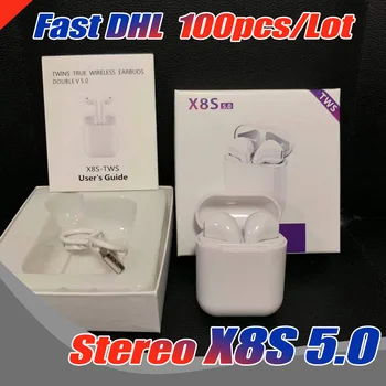 

100PCS/Lot New X8S Mini TWS Bluetooth 5.0 Earbuds Wireless Sport Stereo Earphones With Charging Box Mic For Android IOS Phone