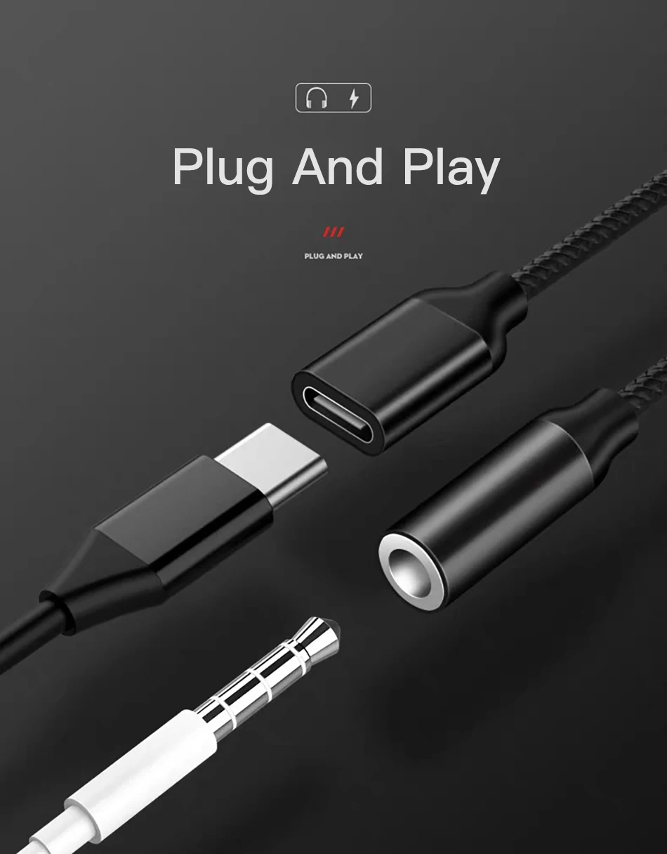 !ACCEZZ USB Type C Headphone Adapter For Huawei Mate 10 RS P20 Pro Xiaomi Mi6 8 Mix2S 3.5mm Jack Aux Adapter Charging Connector (5)