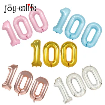

40inch Champine Foil Balloon Birthday Decorations Boy Girl Pink Blue 100 Day Balloons 100th Birthday Baby Shower Party Supplies