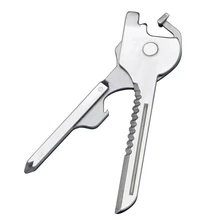 Outdoor Mutifunction Portable Stainless Steel 6-in-1 Outdoor Camping Multi-Function Tool Key Ring Chain Knife Screwdrivers HR