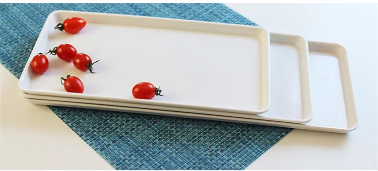 385x153x16mm Пластиковый поднос для фаст-фуда, поднос для ресторана, поднос для чая/торта, кухонная посуда для бара, европейская, для отеля, длинная тарелка черного/белого цвета, 1 шт - Цвет: 385x153x16mm
