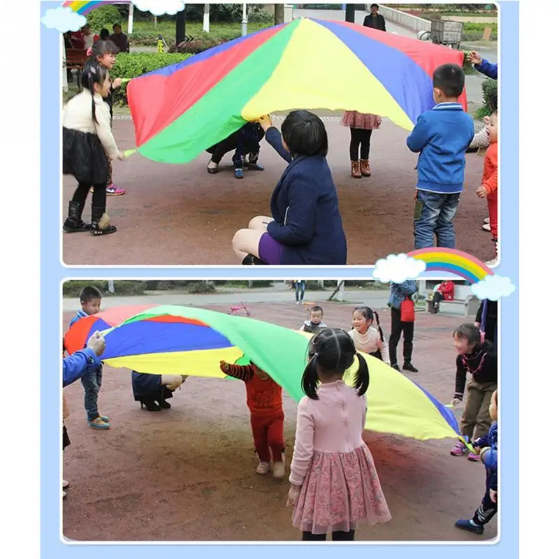 Finest  Hot Rainbow Parachute Dia 2M Child Kids Sports Development Outdoor Umbrella Toy Jump-sack Ballute P
