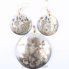 Из перламутровых раковин Круглый Кулон из бисера Длинные Висячие серьги 1 комплект