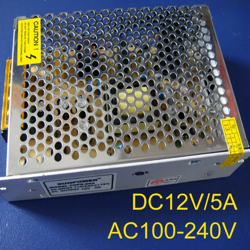 Импульсный источник питания высокого качества 12 В 5 А 60 Вт AC100 240V Входная мощность