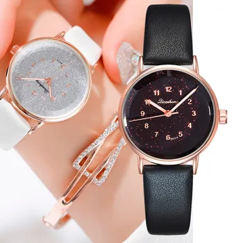 

Luxury Fashion Simple And Simple Scale Star Sky Dial Belt With Quartz Women's Watch Gift for Girl Female Ladies Colck Montre