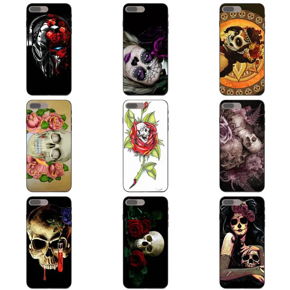 

For Samsung Galaxy I9082 Note 4 8 9 S3 S4 S5 S6 S7 S8 S9 S10 Edge Plus Lite G313 Newest Phone Cases Rose Skull