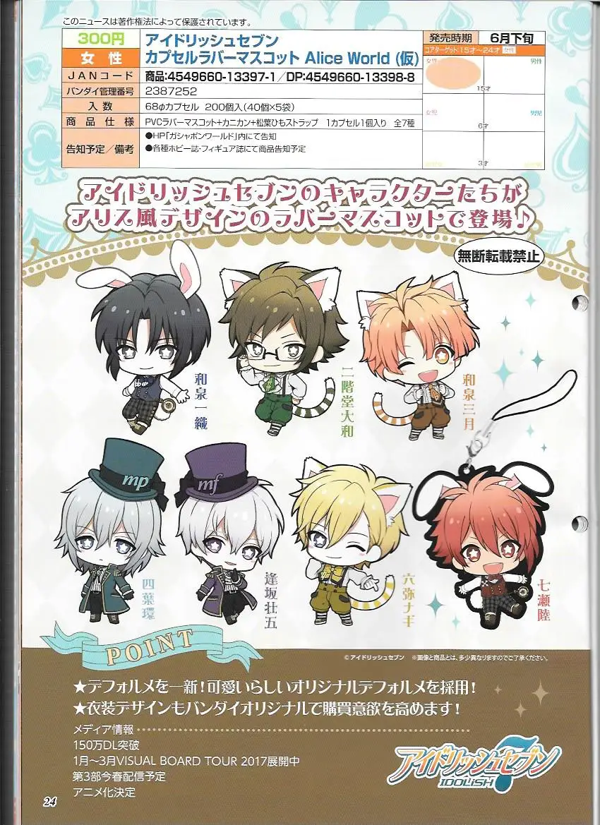 Idolish7 аниме брелок для ключей модель YAMATO NIKAIDO SOGO NAGI TAMAKI Gaku Mitsuki Осака резиновый