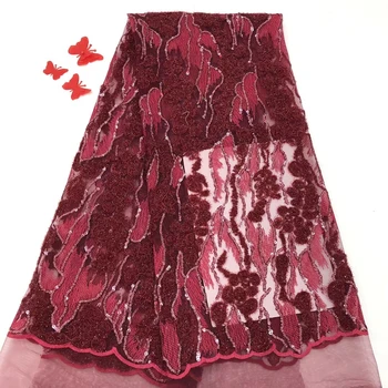 

Women Embroidery African Cord Lace Nigerian Guipure Lace Fabrics High Quality Black 5 Yards Embroidered Lace D69