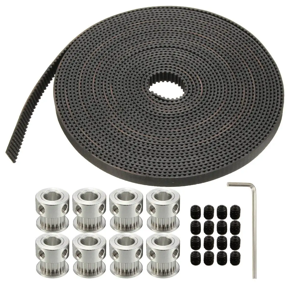 

New Arrival 16Pcs Screws 8 PCS GT2 20T Bore 8mm Timing Pulley & 5m Belt For RepRap For Mendel 3D Printer Wholesale Price