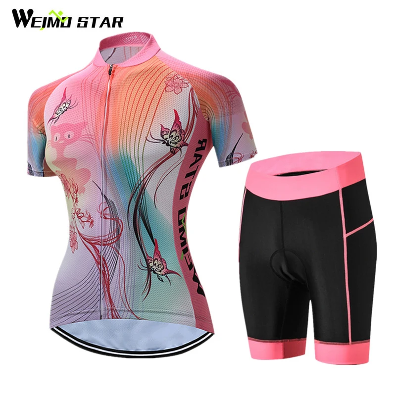 Weimostar 2017 Short Sleeve Women Cycling Jersey Sets Breathable Bike Clothing mtb Road Bicycle Set Maillot Ropa Ciclismo |