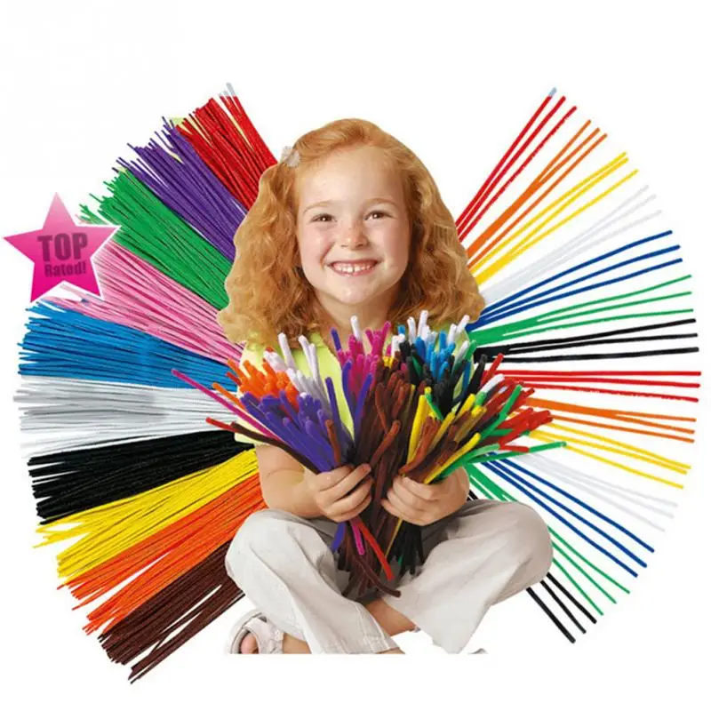 

Chenille Kids Toy Educational Crafts Chenille Stems Kids Colorful Cure-Pipe DIY Handmade Crafts Toys Colorful Pipe Cleaner