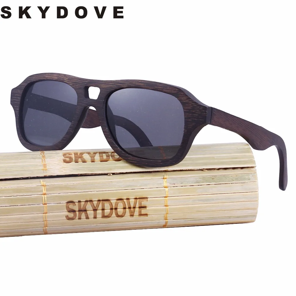 SKYDOVE пилот Для мужчин солнцезащитные очки Бамбук прямоугольник UV400 дерево горе