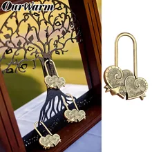 OurWarm-Llavero con letra rusa para aniversario de boda, cerraduras de doble corazón enamorados para recuerdos de boda, decoraciones rústicas para ti + Me = familia