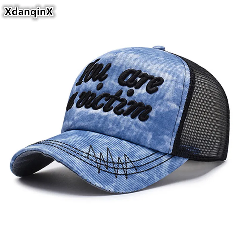 

XdanqinX Women's Ponytail Breathable Mesh Cap Three-dimensional Letter Embroidery Men Baseball Caps Adjustable Size Fashion Hat