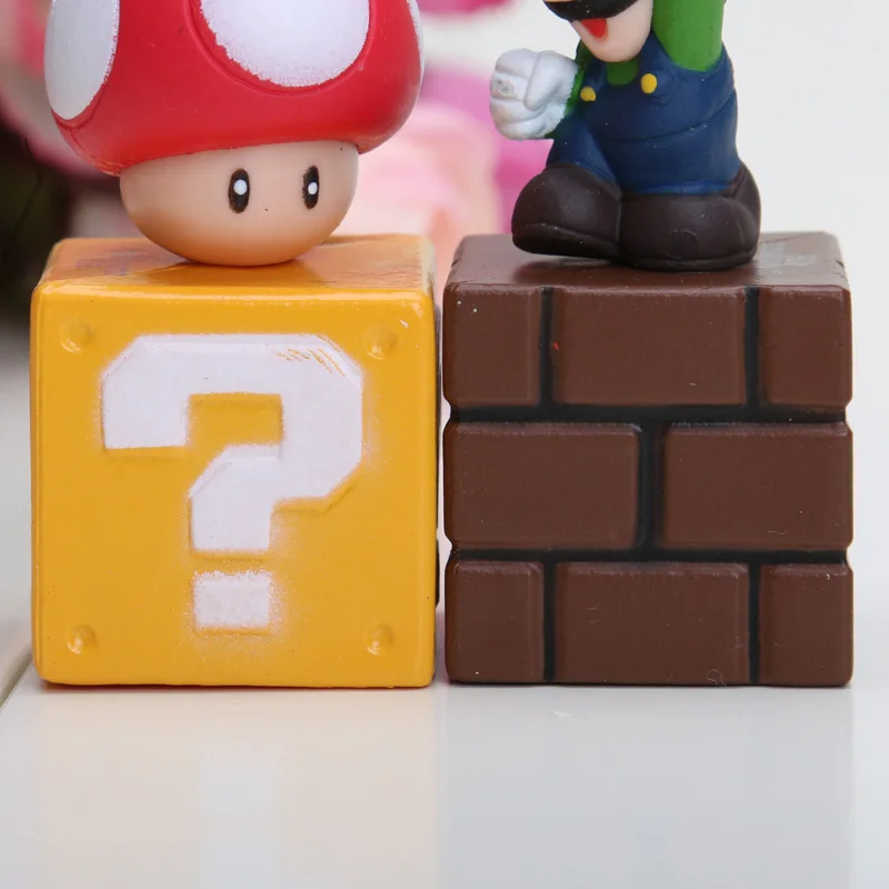 5pcs/set Super Mario Bros Bundle Blocks Figures Mario Goomba Luigi Koopa Troopa Mushroom PVC Figures Model Toys