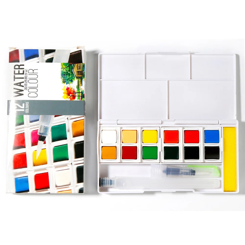 

Travel Sketch Paint Box Tool Professional Solid Mixing Palette Gift Art Painting Watercolor Portable Student Handwork Beginner