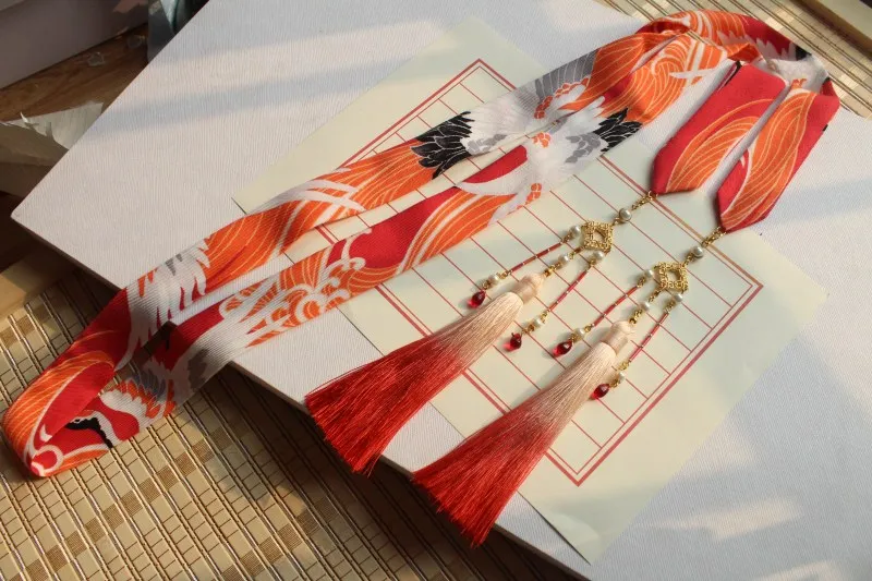 Красное пламя кранов древний градиент кисточкой hanfu с старинная для волос аксессуары
