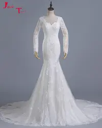 Jark Tozr с длинным рукавом Кружева Аппликации для свадебных платьев цвета слоновой кости зимние облегающие Свадебные платья 2019 Свадебные