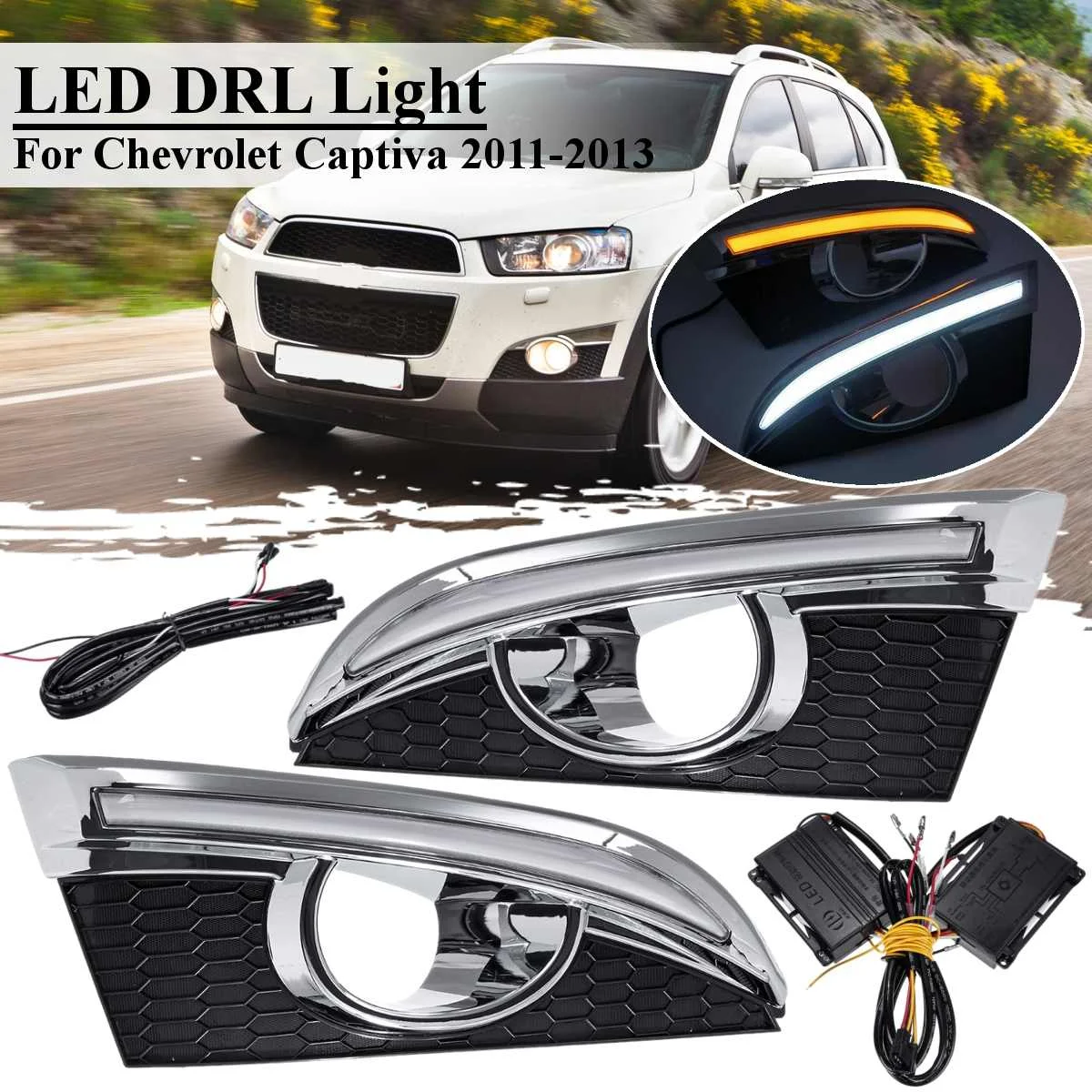 

Led Drl For Chevrolet Captiva 2011 2012 2013 Daytime Running Light Front Bumper Driving Fog Lamp Daylight Headlight Turn Signal