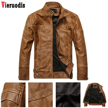 

High Quality Mens Leather Jackets Male Plus Velvet Classic Motorcycle Cowboy Thick Coats Jacket 5XL Autumn Casual Slim Leather
