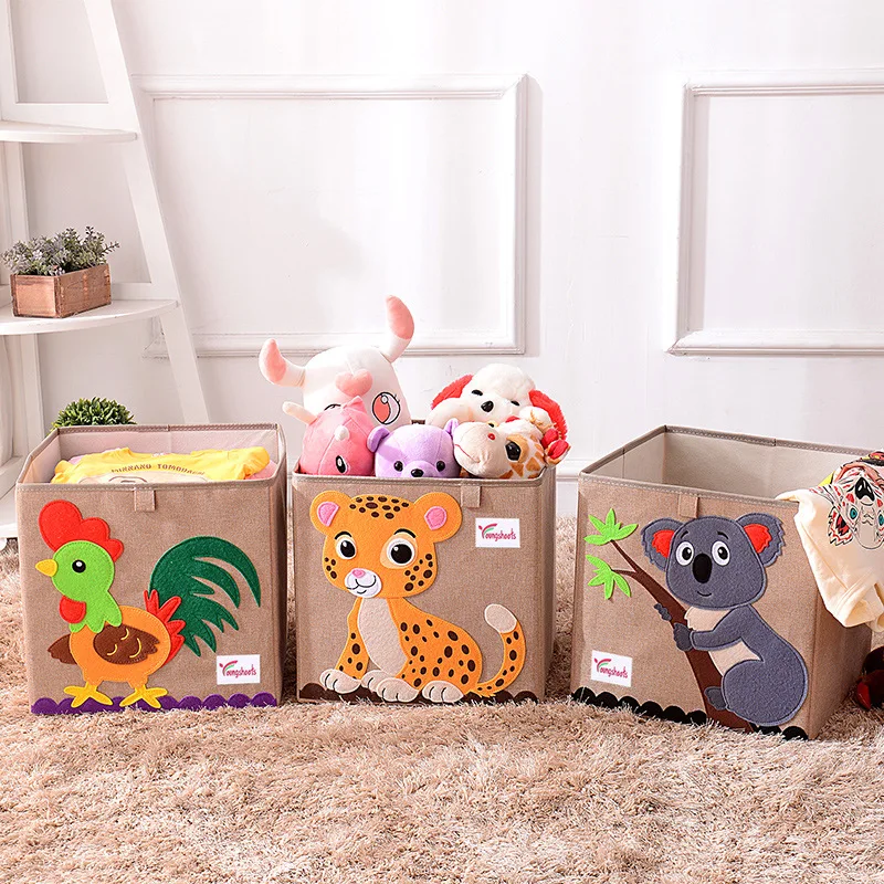 

3D Cube animal Pattern Folding storage box and toys clothes organizers linen Laundry basket for kid gift 33*33*33CM Set-top Box