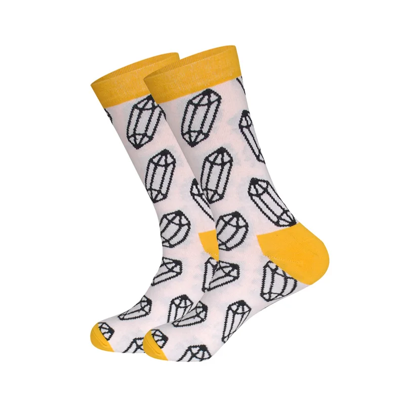 LIONZONE унисекс счастливые носки для мужчин и женщин подарок для влюбленных Кот Волк дизайнерские хлопковые теплые Повседневные Дышащие носки забавные - Цвет: Diamond 2