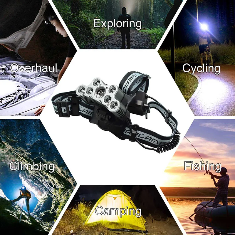 usb headlamp rechargeable headlight high power led head torch flashlight 3