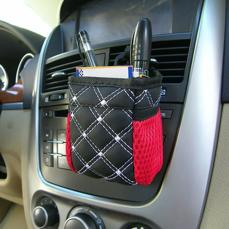 

1X Car Air Vent Trash Organizer Hanging Box Bag Pen Pouch Holders Bags with Clip For renault bmw e39 kia rio audi a4 b6 golf 6
