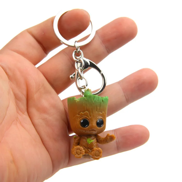 

Cute Baby Groot Keychain Avengers endgame Keychains Guardians Flower Pot Groot Keychains Bag Pendants Anime Car Key