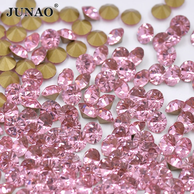 Buy ss6 Light Pink Color Glass Point Rhinestones Round