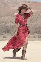 Women red dress Boho Summer Chiffon Floral Party Beach Long Maxi Dresses vintage sundress woman party night vestido robe#30
