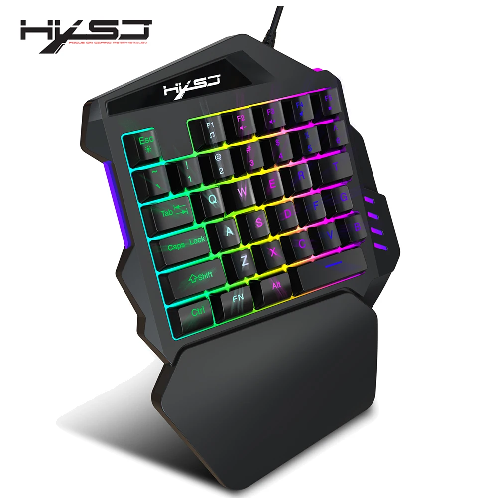 Hxsj one handed keyboard left hand keyboard 35 key rgb multiple
