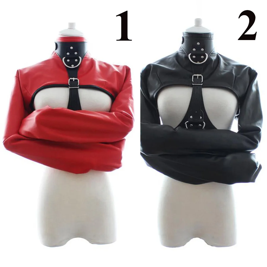 Gay Fetish Leather Straitjacket Female Cupless Strait -6914