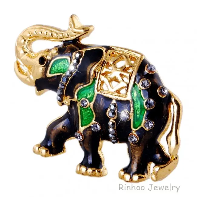 

Fashion small black elephant Brooch pins trendy Crystal brooch decoration jewelry party brooches animal Brooches for women