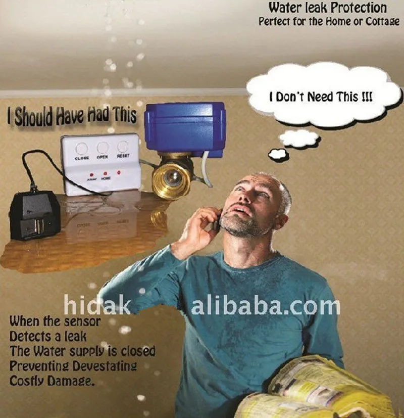 Prévenir la perte d'eau détecteur de fuite d'eau détecteur d'alarme économiseur d'eau HIDAKA WLD 806 DN15 vanne unique|valve dn15|valve water|valve sensor -