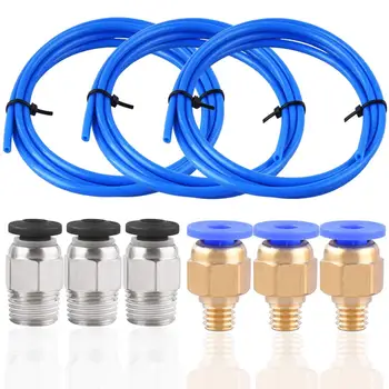 

3 Pieces Teflon Tube PTFE Blue Tubing(1.5 Meters) with 3 Pieces PC4-M6 Fittings and 3 Pieces PC4-M10 Male Straight Pneumatic PEF