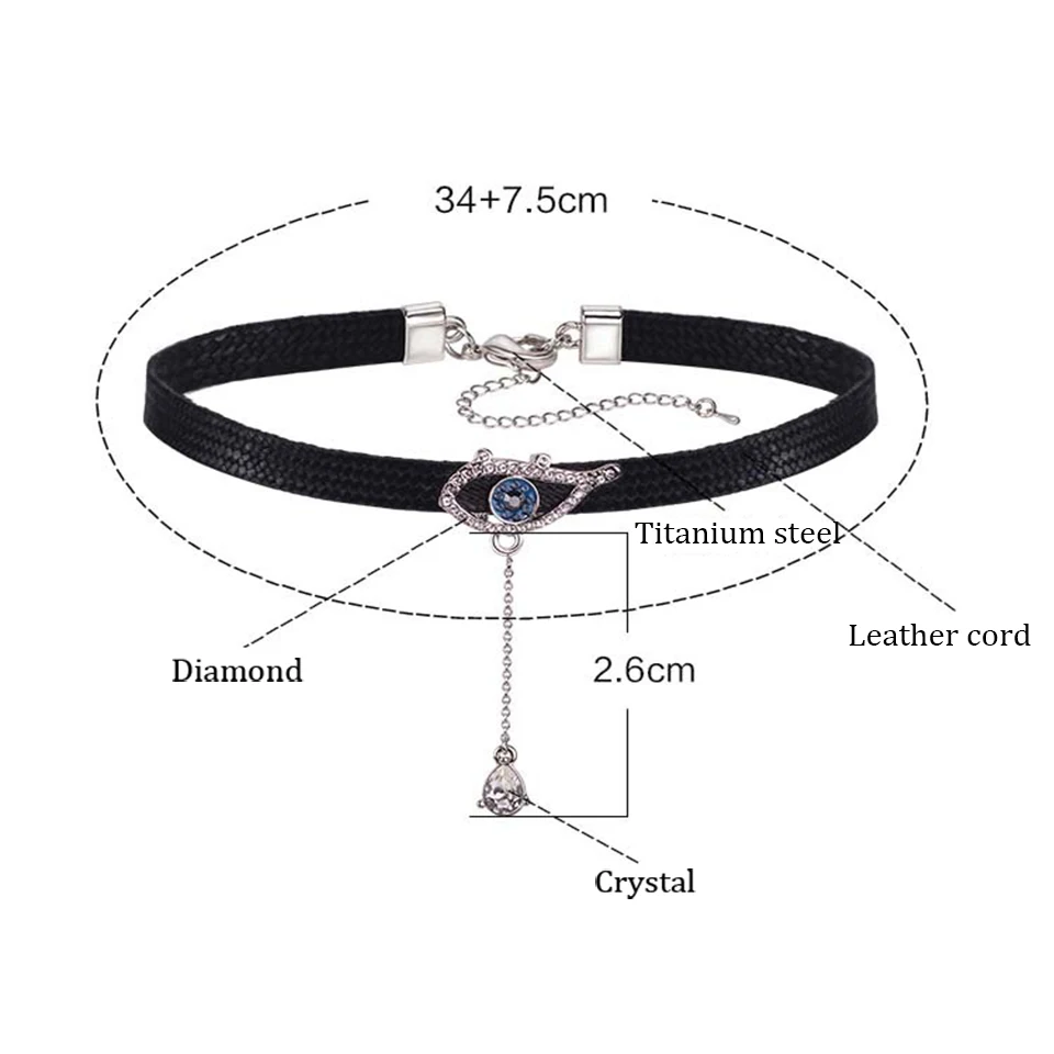 Глаз демона чокер титана из нержавеющей стали кожаный ремешок Циркон Европейский США Мода трендовые женские ювелирные изделия подарок